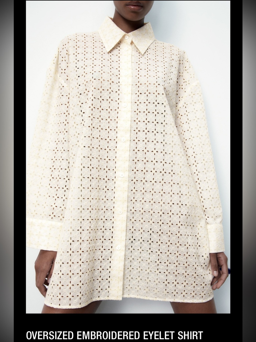 Zara oversized embroidered eyelets shirt